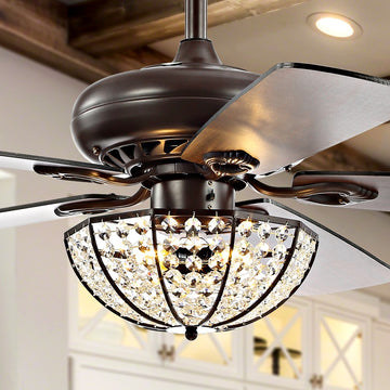 Joanna 52" Bronze Crystal LED Ceiling Fan With Remote - JONATHAN Y